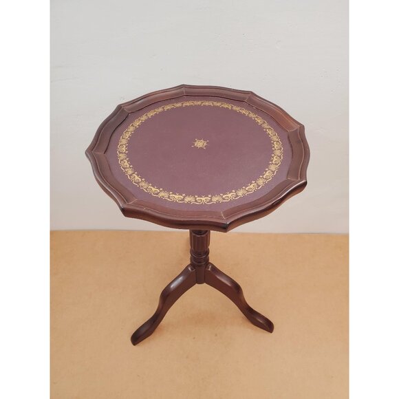 Antique Wine Table Witn Leather Decoration, Victorian Wine Table, Vintage Wooden - Picture 1 of 10